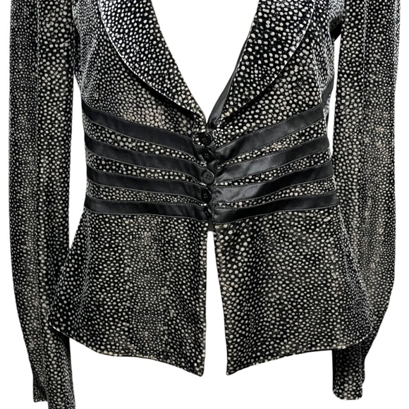 Armani Collezioni Jacket Women's 6 Black Silver Micro Dot Velvet Velour Blazer - Picture 3 of 10